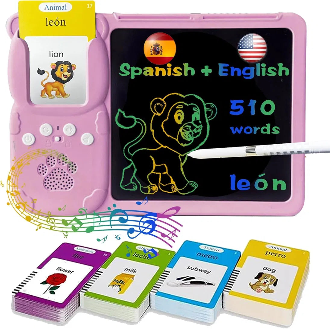 Pizarra Educativa 2 en 1 con Tarjetas en Español e Inglés
